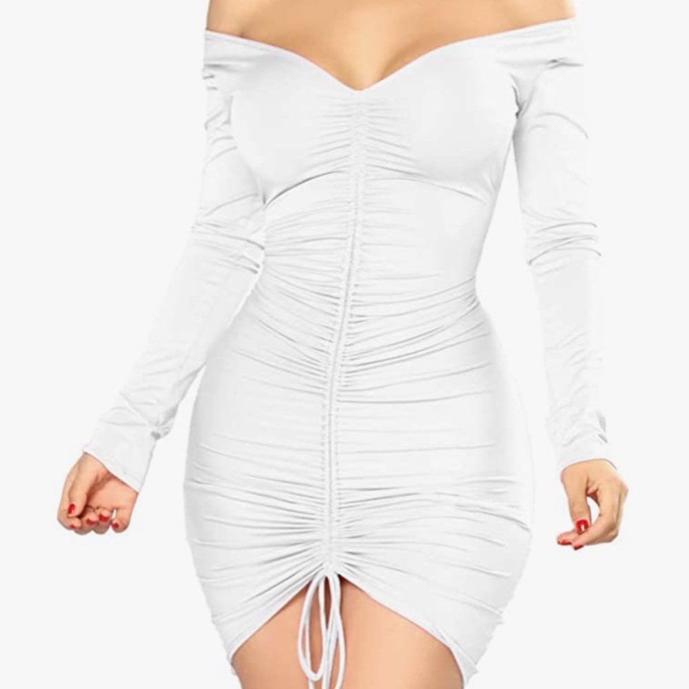White Bodycon-style off shoulder dress